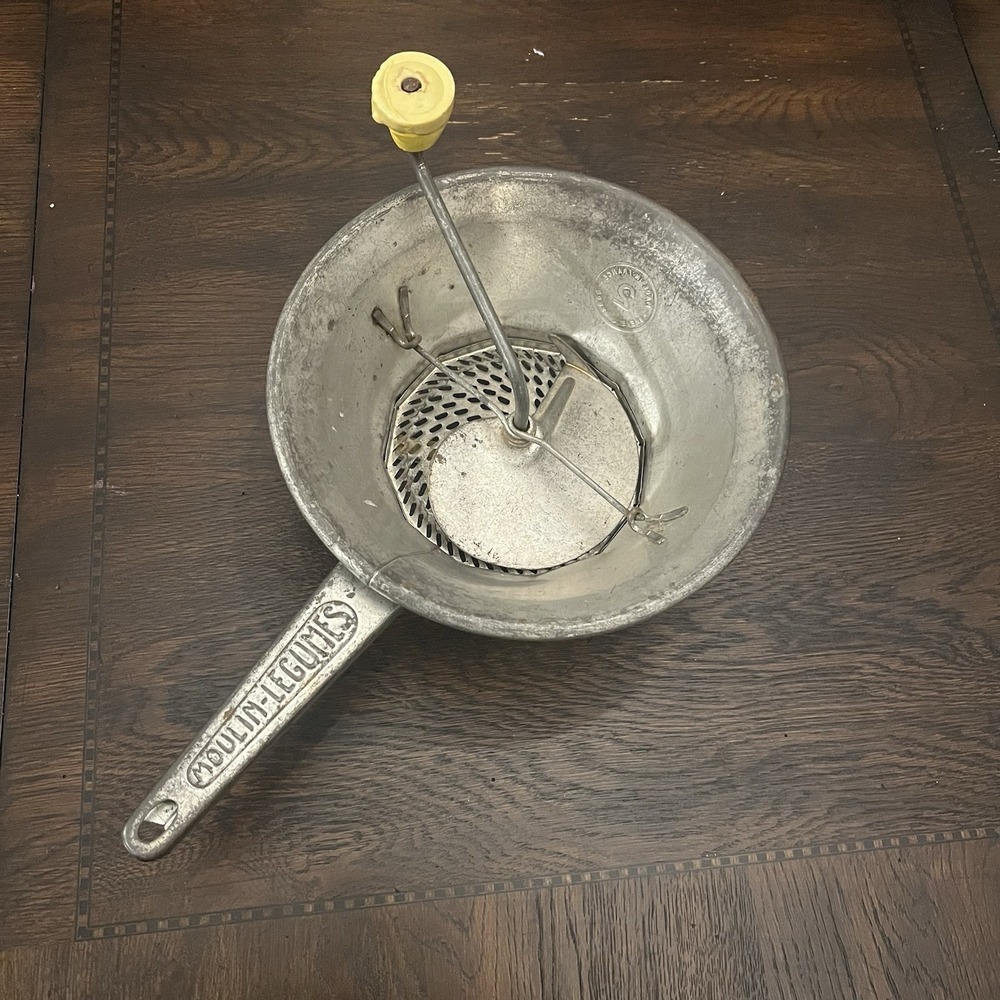Vintage French Moulin Legumes Food Mill Hand Crank Vegetable Strainer France